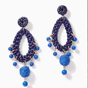 Lilly Pulitzer Alba Blue Raffia Dangle Earrings